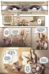absurd_res antelope anthro bovid canid canine clothed clothing comic corsac_fox costume dreamworks duo fan_character female food fox fur grey_body hi_res horn juanp1arts kigtoons kung_fu_panda mammal multicolored_body smile tail text town true_fox zhen_(kung_fu_panda)
