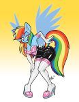 2025 absurd_res anthro armwear bent_over black_latex boots breasts butt_slap cleavage clothed clothed_anthro clothed_female clothing cosplay elbow_gloves equid equine female footwear friendship_is_magic gloves hair handwear hasbro hi_res high_heeled_boots high_heels latex latex_armwear latex_boots latex_clothing latex_elbow_gloves latex_footwear latex_gloves latex_handwear latex_legwear latex_skinsuit latex_thigh_boots latex_thigh_highs legwear lettuce_(artist) mammal multicolored_hair multicolored_tail my_little_pony mythological_creature mythological_equine mythology pegasus pink_eyes pink_latex rainbow_dash_(mlp) rainbow_hair rainbow_tail rouge_the_bat sega shoes skinsuit slap slapping_own_butt slapping_self solo sonic_the_hedgehog_(series) tail thigh_boots thigh_highs tight_clothing white_latex wings