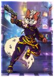 absurd_res anthro arcanine breasts canid canine clothing colored cosplay crossgender danna_nsfw270 emarcanine epic_games female fortnite full-length_portrait generation_1_pokemon glass gun hi_res highwire leader mammal nintendo pack pack_leader_highwire pokemon pokemon_(species) portrait ranged_weapon shirt solo streetwear tank_top techwear topwear weapon
