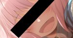  1girl anya_(spy_x_family) bar_censor blush censored close-up eyebrows_visible_through_hair face fumihiko_(fu_mihi_ko) identity_censor medium_hair open_mouth pink_hair solo spy_x_family 