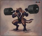 &lt;arfang_ragnarok_fenrisulfr&gt; 4_toes abs absurd_res animal_genitalia animal_penis anthro areola balls barazoku barbell barbell_squats bench biceps big_balls big_muscles big_pecs big_penis biped black_claws black_finger_claws black_nose black_pawpads black_toe_claws brown_body brown_fur canid canine canine_genitalia canine_penis canis ceiling claws countershade_face countershade_fur countershade_torso countershading crouching deltoids detailed_background digital_media_(artwork) digitigrade ear_piercing ear_ring erection exercise eyebrows feet finger_claws fingerpads fingers floor fur genital_piercing genitals green_eyes green_necktie grin grinning_at_viewer gym hi_res huge_muscles huge_penis humanoid_hands inside knot knotted_penis lerionproject looking_at_viewer male male_anthro mammal mostly_nude mostly_nude_anthro mostly_nude_male muscular muscular_anthro muscular_male necktie necktie_only nipples nude_workout pawpads pecs penis penis_piercing piercing pink_penis portrait prince_albert_piercing quads ring_piercing signature smile smiling_at_viewer solo tail tan_balls tan_body tan_eyebrows tan_fur tan_inner_ear teeth three-quarter_view toe_claws toes weight_rack weightlifting weights wolf workout
