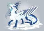 ambiguous_gender blue_body blue_membrane blue_scales claws dragon feral green_eyes hi_res membrane_(anatomy) membranous_wings mythological_creature mythological_scalie mythology no_sclera scales scalie solo tiama ventral_scales white_body white_claws white_scales wings