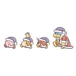  animal_on_head artist_request bird bird_on_head blush closed_eyes closed_mouth coat from_side full_body half-closed_eyes hat holding holding_pillow king_dedede kirby kirby_(series) nightcap official_art on_head one-eyed open_clothes open_coat pillow purple_hat red_coat second-party_source transparent_background twizzy waddle_dee waddle_doo yellow_bird 