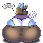  ... 2022 ambiguous_gender anthro big_butt bodily_fluids bottomwear butt canid canine clothed clothing cole_(colelucario) colelucario dialogue digital_media_(artwork) english_text hair hi_res huge_butt looking_at_viewer looking_back lucario mammal nintendo pants pok&eacute;mon pok&eacute;mon_(species) question_mark rear_view simple_background solo speech_bubble sweat sweatdrop text topwear underwear video_games white_background wide_hips 