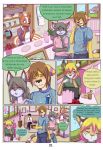  2014 anthro babystar biped blush comic detailed_background dialogue english_text eyes_closed felid feline female fur group hair hi_res lynx male mammal sitting smile speech_bubble standing star_(babystar) text 