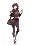  1girl bag bottle duffel_bag full_body girls&#039;_frontline girls&#039;_frontline_2:_exilium highres holding holding_bottle makiatto_(girls&#039;_frontline_2) patatatan purple_eyes purple_hair simple_background solo wa2000_(girls&#039;_frontline) water_bottle white_background 