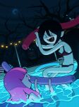 adventure_time ambiguous_gender bikini bite_mark bite_mark_on_neck black_hair breasts cartoon_network cleavage clothed clothing demon discount-supervillain duo_focus fanged_bite_mark fanged_bite_mark_on_neck fangs female group hair hi_res human humanoid humanoid_pointy_ears hybrid jake_the_dog mammal marceline_abadeer not_furry partially_submerged pink_hair play_fight pointy_ears pool pool_noodle princess_bubblegum smile swimwear teeth toony trio two-piece_swimsuit vampire wet wet_body