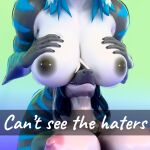 3d_(artwork) 5_fingers absurd_res anthro areola big_breasts black_areola black_nipples breast_squish breasts breasts_on_face can&#039;t_see_the_haters dark_areola dark_body dark_nipples dark_skin digital_media_(artwork) duo ear_piercing english_text female female/female fingers fish hair hand_on_breast head_between_breasts hi_res huge_breasts mammal marine markings meme multicolored_body multicolored_hair muscular nika_sharkeh nipple_piercing nipples nude pers0nmag piercing pink_areola requiem_shark shark simple_background smile soraya_dax spots spotted_body squish striped_body stripes text these_aren&#039;t_my_glasses tiger_shark two_tone_body two_tone_hair