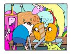 adventure_time ambiguous_gender birthday_cake cake candle candy_people_(at) canid canine canis cartoon_network cinnamon_bun_(adventure_time) clothing container crown cup dessert discount-supervillain domestic_dog elephant elephantid female feral finn_the_human food food_creature furniture group hat headgear headwear human humanoid jake_the_dog lady_rainicorn mammal mechanical_arm melee_weapon party_hat princess princess_bubblegum proboscidean rainicorn royalty smile sword table teeth toony tree_trunks weapon