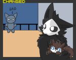 anthro bulletproof-kitty canid canine changed(video changed_(video_game) duo fur game) lin male mammal multicolored_body multicolored_fur mythological_creature mythology puro_(changed)