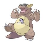  :o claws fangs full_body kangaskhan mother_and_child no_humans official_art open_mouth pokemon pokemon_(creature) pokemon_focus pokemon_frlg red_eyes simple_background standing standing_on_one_leg sugimori_ken third-party_source v-shaped_eyes white_background 