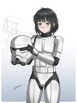  1girl armor black_visor breasts galactic_empire_(star_wars) gloves helmet science_fiction short_hair solo star_wars stormtrooper stormtrooper_helmet zxpfer 
