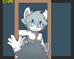 anthro blue_eyes bulletproof-kitty changed_(video_game) felid feline female fur lin mammal mirror multicolored_body multicolored_fur mythological_creature mythology simple_background solo