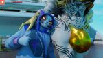3d_(artwork) anthro balls_outline biped bulge camseven clothing detailed_bulge digital_media_(artwork) domestic_cat duo epic_games fangs felid feline felis fortnite fur furgonomic_hoodie genital_outline gold_body gold_thong hand_on_another&#039;s_shoulder hand_on_hip hand_on_shoulder head_on_hip hi_res hoodie male mammal meowdas nyanja_(fortnite) patreon patreon_logo penis_outline pink_inner_ear red_body red_fur tattoo teeth topwear whiskers white_body white_fur yellow_eyes