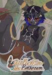 2025 absurd_res anthro anthro_focus black_body black_fur bodily_fluids bulge clothed clothing cum cum_in_hair cum_on_chest cum_on_face eeveelution femboy fur generation_2_pokemon genital_fluids hair hi_res male male_focus masik00masik nintendo pokemon pokemon_(species) solo_focus toilet umbreon