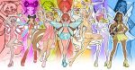  6+girls aisha_(winx_club) aqua_eyes armlet arms_up asian asymmetrical_dress asymmetrical_gloves asymmetrical_legwear asymmetrical_shirt bare_legs bare_shoulders black_hair blonde_hair bloom_(winx_club) blue_arm_warmers blue_boots blue_shirt blue_skirt blue_wings blunt_bangs blunt_ends bodysuit boots bracelet breasts bright_pupils brown_hair china_dress chinese_clothes cleavage_cutout closed_mouth clothing_cutout colorful_background commentary cornrows crop_top dark-skinned_female dark_skin dress elbow_gloves eyelashes eyeliner eyes_visible_through_hair fairy fairy_wings flora_(winx_club) freckles full_body glitter gloves goggles gold_tiara green-tinted_eyewear green_boots green_eyes green_shirt green_skirt green_wings grey_eyes hair_between_eyes hair_bobbles hair_ornament hair_tubes hairband hand_on_headphones hands_on_own_head hands_on_own_hips headphones heart heart-shaped_eyewear heart_cutout heterochromia high_heel_boots high_heels highres jewelry knee_boots knees large_breasts layered_clothes leaf_hair_ornament leg_ribbon leg_up leg_warmers lips long_hair long_hair_between_eyes low_twintails magical_girl makeup mandarin_collar midriff miniskirt mismatched_gloves multiple_girls musa_(winx_club) nail_polish navel o-ring orange_hair original outline parted_lips pencil_skirt pink-tinted_eyewear pink_arm_warmers pink_boots pink_dress pink_gloves pink_hair pink_ribbon pink_shoes pink_wings platform_boots pleated_skirt ponytail purple_bodysuit purple_boots purple_gloves red_boots red_dress red_eyeliner red_leg_warmers redesign ribbon shirt shoes short_hair short_hair_with_long_locks short_shorts short_sleeves short_twintails shorts side_slit signature single_elbow_glove single_sleeve skirt skirt_set sleeves_past_wrists small_breasts smile standing stella_(winx_club) stomach_cutout strapless strapless_dress sunglasses tan tecna_(winx_club) thick_eyebrows thigh_boots thighlet tinted_eyewear transparent_wings turtleneck turtleneck_bodysuit turtleneck_shirt twintails underboob v-neck very_dark_skin very_long_hair white_bodysuit white_hairband white_outline white_pupils white_wings wikate wings winx_club yellow_boots yellow_nails yellow_shirt yellow_shorts zoom_layer 