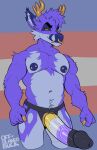 andromorph anthro antlers blue_body blue_fur body_hair chest_hair countershading facial_piercing fur guccigarf hi_res horn intersex lgbt_pride mammal moschid muscular muscular_andromorph muscular_anthro muscular_intersex musk_deer navel nipple_piercing nipples nonbinary_(lore) nonbinary_pride_colors nose_piercing nose_ring piercing pride_color_dildo pride_colors ring_piercing solo strapon transgender_pride_colors