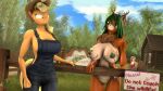 16:9 3d_(artwork) 4k absurd_res angry anthro anthrofied applejack_(mlp) cabin canid canine cervid clothing digital_media_(artwork) dongly12 equid equine female fluttershy_(mlp) fox friendship_is_magic gesture group hasbro hi_res horse mammal middle_finger my_little_pony outside overalls pegasus pony source_filmmaker tea_tree_(donglysfm) widescreen wings 