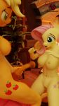  3d_(artwork) 5_fingers animal_genitalia animal_penis anthro applejack_(mlp) blonde_hair breasts colored_nails cutie_mark digital_media_(artwork) duo earth_pony equid equine equine_penis eyelashes female fingers fluttershy_(mlp) friendship_is_magic genitals gynomorph hair hasbro hi_res horse intersex mammal my_little_pony nails navel open_mouth orange_body orange_skin pegasus penis pink_hair pony pussy smile solohaiden wide_hips wings yellow_body yellow_skin 