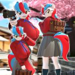 1:1 3d_(artwork) amber_eyes anthro anthroponiessfm asian_clothing audina_puzzle_(oc) backpack blue_hair blue_nails bottomwear cherry_blossom cherry_blossom_tree cherry_tree clothing colored_nails digital_media_(artwork) east_asian_clothing equid equine eyewear fan_character female flower footwear fruit_tree glasses gun hair handgun hasbro horn japanese_clothing japanese_school_uniform mammal multicolored_hair my_little_pony mythological_creature mythological_equine mythology nails plant prunus_(flower) ranged_weapon red_hair school_uniform skirt socks solo source_filmmaker_(artwork) tree two_tone_hair unicorn uniform weapon