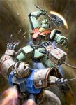  absurdres assault_visor axe battle commentary_request damaged earth_federation exhaust finger_cannon firing gm_(mobile_suit) green_visor gundam heat_hawk highres holding holding_axe holding_weapon mecha mecha_focus mobile_suit mobile_suit_gundam no_humans psycommu_zaku_high_mobility_type radio_antenna robot science_fiction thrusters weapon youkoumori zeon 