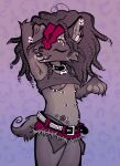 8_nipples absurd_res anthro armpit_hair armpit_sniffing belly_tattoo belt body_hair bottomwear clothed clothing clothing_lift collar daisy_dukes denim denim_bottomwear denim_clothing denim_shorts dreadlocks female footprint hi_res highlights_(coloring) hotpants lobo_(werehouse) multi_nipple multiple_piercings nipples pawprint pawprint_tattoo piercing pubes shirt shirt_lift shorts sniffing solo studded_belt studs tattoo topwear werehouse