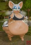 anthro athletic_wear belly bench big_belly big_breasts big_butt bodily_fluids bottomwear bra breasts butt clothing female forest forest_background gym_bottomwear gym_shorts hi_res huge_belly huge_breasts huge_butt huge_hips huge_thighs jogging jogging_outfit jogging_pants morbidly_obese nature nature_background obese overweight park park_bench plant rouge_the_bat running sega shorts solo sonic_the_hedgehog_(series) sports_bra sportswear sweat sweaty_body sweaty_breasts sweaty_butt sweaty_face sweaty_legs sweaty_thighs thick_thighs tired tired_expression tired_eyes tired_look tree underwear vep125 wide_hips