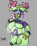 anthro balls bodily_fluids body_hair bottomless bottomless_gynomorph bottomless_intersex breasts cactus cactus_creature claws clothed clothing elemental_creature featureless_breasts finger_claws flora_fauna forked_tongue generation_5_pokemon genitals gynomorph hair hand_on_hip happy_trail intersex ishitmypants maractus musk musk_clouds nintendo penis petals plant pokemon pokemon_(species) presenting_body pubes purple_hair saggy_balls solo spikes sweat sweaty_body sweaty_genitalia sweaty_penis tongue tongue_out undressing