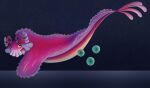 alien ambassador_questa animal_genitalia antenna_hair belly cloaca cyadical egg elio_(pixar) female feral genitals hair hi_res levitation oviposition pink_body solo space star tan_belly zero_gravity