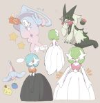  alternate_color berry_(pokemon) body_fur closed_eyes closed_mouth colored_sclera colored_skin gardevoir green_fur han0579 hat hatenna hatterene highres mega_gardevoir meowscarada no_humans open_mouth oran_berry phone pokemon pokemon_(creature) pokemon_focus rotom rotom_phone shiny_pokemon simple_background sitrus_berry smile witch_hat 