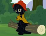  amber_eyes badumsquish clothing crossed_arms equid equine goo_creature hasbro hat headgear headwear hi_res horse hybrid log looking_at_viewer mammal my_little_pony pony sitting song_of_the_south tar tar_creature tar_slime wood 