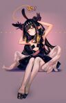  !? 1girl animal_ears arms_up black_dress black_gloves black_hair blonde_hair diamond_hairband dress fcjfior flat_chest gloves gradient_hair grey_eyes hair_bun halo highres hololive hololive_english low_wings multicolored_hair ninomae_ina&#039;nis ninomae_ina&#039;nis_(ina_the_hero) pantyhose pointy_ears rabbit_ears solo strapless strapless_dress tentacle_hair tube_dress virtual_youtuber white_pantyhose wings yellow_halo 