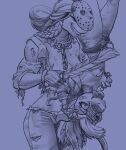 2025 allosaurid allosaurus anthro belt biped bottomwear breast_grab breasts chain clothed clothing cuff_(restraint) dinosaur duo feathers female female/female friday_the_13th_(series) hair halloween hand_on_breast handcuffs hi_res hockey_mask holidays lady_dino_(character) ladydino laugh long_hair mask metal_cuffs monochrome mostly_clothed muscular muscular_anthro muscular_female nipple_fetish nipple_play nipples pants prehistoric_species reptile restraints scalie sharp_teeth short_hair sports_mask sportswear teeth theropod torn_clothing upside_down