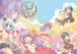  2boys 6+girls :d alchemist_(ragnarok_online) animal_ears artist_collaboration bandana bell belt black_belt black_coat blacksmith_(ragnarok_online) blonde_hair blue_eyes blue_gloves blue_hair bow breasts brown_gloves brown_pants cat_ears cat_girl chibi cleavage closed_mouth coat commentary_request cover cover_page crop_top cross cross_necklace dancer_(ragnarok_online) detached_sleeves double_bun doujin_cover dress fake_animal_ears fake_horns flat_chest fur_collar glasses gloves gold_trim green_eyes green_pants hair_bell hair_bow hair_bun hair_ornament horns hug jewelry jingle_bell kankiriko large_breasts long_hair long_sleeves looking_at_another looking_at_viewer low-tied_long_hair multicolored_coat multiple_boys multiple_girls necklace open_mouth pants pink_bow pink_eyes priest_(ragnarok_online) purple_hair rabbit_ears ragnarok_online red_bandana red_coat red_sleeves shirt short_hair sleeveless sleeveless_shirt smile soul_linker_(ragnarok_online) strapless strapless_dress tachibana_sakuya_(matsurika) tied_shirt two-tone_coat upper_body white_shirt 