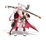  1girl :d animal_ears black_skirt black_socks boots budget_sarashi cat chest_sarashi claws coat coat_on_shoulders collarbone commentary_request crossed_bangs flat_chest fox_ears fox_girl fox_tail full_body groin hair_between_eyes highres holding holding_sword holding_weapon indie_virtual_youtuber knee_boots kneehighs kozakura_momiji looking_at_viewer masaki_nanaya midriff multicolored_hair navel open_mouth over_shoulder pleated_skirt red_eyes red_hair sarashi shadow sheath sheathed sidelocks skindentation skirt smile socks solo_focus standing stomach_tattoo streaked_hair sword sword_on_back sword_over_shoulder tail tattoo thigh_strap virtual_youtuber weapon weapon_on_back weapon_over_shoulder white_boots white_coat white_hair 