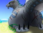 4:3 beach big_butt butt butt_focus digital_media_(artwork) dragon feral hi_res horn looking_at_viewer lying lying_on_ground male male/male membrane_(anatomy) mythological_creature mythological_scalie mythology nude on_ground presenting reptile scales scalie seawing_(wof) simple_background size_difference solo solo_in_panel spicyscaliearts tail wings wings_of_fire