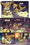 2025 2:3 5_panel_comic absurd_res ambiguous_gender black_cape black_clothing black_eyes black_nose black_tail black_text brown_body brown_fur brown_hair cape cheek_spots claws cleffa clothing comic english_text eyebrows eyelashes eyes_closed feral fire fluffy fluffy_tail fur furret generation_1_pokemon generation_2_pokemon generation_4_pokemon generation_5_pokemon grass group hair hay hay_bale hi_res igglybuff inner_ear_fluff inner_monologue inside looking_at_object lying multi_tail munchlax neck_tuft night nintendo on_back on_front outside page_number pawpads paws pichu plant pokemon pokemon_(species) pokemon_mystery_dungeon quadruped red_cheeks signature sleeping sound_effects spike_chunsoft standing tail text text_box thinking timburr toe_claws toony tuft virmir virmir_(character) vowelless vowelless_sound_effect vulpix walking white_sclera yellow_body yellow_fur zzz