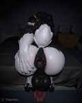3d_(artwork) 4:5 animal_genitalia animal_penis anthro anus backsack balls bed bent_over big_balls big_butt big_penis black_anus black_balls black_body black_fur black_hair bovid butt caprine claws dark deep_skin digital_media_(artwork) dock_(anatomy) dreadlocks equine_anus equine_genitalia equine_penis erection fur furniture genitals glistening glistening_anus glistening_balls glistening_body glistening_butt glistening_genitalia glistening_penis goat goat_tail gynomorph hair hair_over_eyes hand_on_butt hi_res hooves intersex looking_at_viewer looking_back looking_back_at_viewer mammal mismatched_genitalia mismatched_penis on_bed penis perineum pointy_ears presenting presenting_anus presenting_hindquarters puffy_anus raised_tail rear_view slugcats solo spread_anus spread_vulva spreading tail vivian_(dayumboai) vulva watermark white_body white_fur
