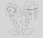 angry anthro archie_comics bent_over bracelet breasts butt clothing crown duo echidna female female/female footwear gloves guillion handwear headgear jewelry lien-da mammal monochrome monotreme sega shoes sketch smile sonic_adventure sonic_the_hedgehog_(archie) sonic_the_hedgehog_(comics) sonic_the_hedgehog_(series) tiara tikal_the_echidna