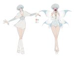  1girl arm_behind_back bare_legs bare_shoulders blue_eyes blue_eyeshadow blue_hair blue_lips blue_nails blue_shirt boots closed_mouth clothing_cutout color_guide crossed_legs eyelashes eyes_visible_through_hair eyeshadow fairy fairy_wings fingernails flats flower flower_to_mouth frilled_sleeves frills full_body glitter gradient_hair grey_hair hair_over_one_eye highres holding holding_flower jewelry knee_boots leotard lipstick long_sleeves looking_at_viewer magical_girl makeup medium_hair miniskirt multicolored_hair nail_polish necklace original outstretched_arms pleated_skirt red_ribbon reference_sheet ribbon sharp_fingernails shawl shirt shoes shoulder_cutout simple_background skirt sleeved_leotard sleeves_past_wrists smile striped_clothes striped_shirt turtleneck turtleneck_leotard two-tone_hair variations vertical-striped_clothes vertical-striped_shirt white_background white_boots white_leotard white_shawl white_shoes white_skirt white_wings wikate wings winx_club 