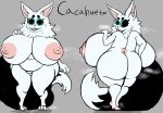 amaverse anthro areola back_boob belly big_areola big_breasts big_butt black_tail blue_eyes breasts butt cacahuete canid canine canis creepy_smile curvy_figure demon exposed_breasts fangs female female_anthro fingers fluffy fluffy_hair fur gesture hair hammerspace hi_res hidden_buxom huge_breasts huge_butt huge_thighs hybrid kemono li89795348 looking_at_viewer mammal model_sheet nipples nude pink_nipples presenting presenting_breasts pseudo_hair short_stack slightly_chubby smile solo standing tail teasing teeth thick_thighs voluptuous white_body wide_hips wolf
