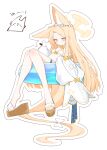  1girl absurdres alternate_costume animal_ears aqua_nails bikini bird blue_archive bow bow_bikini bright_pupils choker cross_halo detached_sleeves feet flower forehead fox_ears fox_girl frilled_bikini frilled_bikini_top frilled_choker frills full_body gradient_eyes hair_flower hair_ornament halo highres innertube long-tailed_tit long_hair long_sleeves looking_at_viewer multicolored_eyes nail_polish orange_eyes parted_bangs sandals seia_(blue_archive) simple_background sleeves_past_wrists solo sonn_er swim_ring swimsuit tail tail_bow tail_ornament thigh_strap tit_(bird) toenail_polish toenails toes white_background white_bikini white_bow white_choker white_pupils wide_sleeves yellow_bow yellow_eyes 