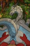 anus black_claws black_horn blue_anus blue_body blue_eyes blue_scales blue_tongue blue_vulva brown_body brown_scales claws darkforestt dirty.paws dragon duo erection female feral genitals grass hi_res horn knot looking_at_viewer male male/female mythological_creature mythological_scalie mythology penetration penis pink_knot pink_penis plant red_body red_scales scales scalie tongue vaginal vaginal_penetration