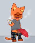 3_toes animal_genitalia animal_penis barefoot bodily_fluids clothing coffee_mug container crushpepper cup domestic_cat eyes_closed fangs feet felid feline feline_genitalia feline_penis felis fur genital_fluids genitals hi_res holding_container holding_cup holding_mug holding_object male mammal mug musk musk_clouds open_mouth orange_body orange_fur pac-man pac-man_(series) pajamas penile_spines penis pepper_(crushpepper) plantigrade precum red_eyes solo sweat sweaty_genitalia sweaty_penis tagme tail teeth tired tired_eyes toes