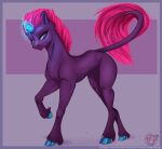  blue_eyes broken_horn copshop equid equine eyelashes female feral friendship_is_magic fur hasbro hooves horn long_tail looking_down magic mammal mane my_little_pony my_little_pony:_the_movie_(2017) pink_mane pink_tail purple_body purple_fur signature solo tempest_shadow_(mlp) tuft unicorn 