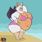  anthro big_breasts bikini breasts chiropteran cleavage clothed clothing female huge_breasts mammal morbidly_obese morbidly_obese_anthro morbidly_obese_female obese obese_anthro obese_female overweight overweight_anthro overweight_female rouge_the_bat sega solo sonic_the_hedgehog_(series) swimwear thefoxsista thick_thighs wet wide_hips 