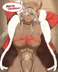  &lt;3 5_fingers abs animal_humanoid areola areola_slip bed bell bell_collar big_breasts biped bird&#039;s-eye_view bodily_fluids bottomless bow bow_ribbon breasts breath brown_areola brown_body brown_skin cat_humanoid christmas christmas_clothing cleavage clothed clothing coat collar colored costume dark_body dark_skin dialogue digital_media_(artwork) english_text eye_patch eyelashes eyewear facial_scar fake_antlers felid felid_humanoid feline feline_humanoid female fingers front_view fur_trim_(clothing) furniture ghislaine_dedorudia gift_wrapped glistening glistening_body glistening_skin grey_ears grey_hair grey_inner_ear hair half-length_portrait hands_behind_head hi_res high-angle_view holidays huge_breasts humanoid humanoid_hands inner_ear_fluff long_hair looking_at_viewer lying mammal mammal_humanoid monotone_ears monotone_hair muscular muscular_female muscular_humanoid mushoku_tensei nipple_outline on_back on_bed one_eye_obstructed open_clothing open_coat open_mouth open_smile open_topwear partially_clothed portrait pubes raised_arms red_bow red_clothing red_coat red_eyes red_ribbon red_topwear santa_costume scar shaded smile solo soutoku speech_bubble steam sweat tan_inner_ear_fluff text topwear tuft wide_hips 