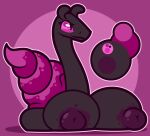  big_breasts big_nipples black_body black_skin breasts female feral gastropod ikakins mollusk nipples purple_eyes reptile scalie shell snail snake snittle solo 