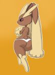  absurd_res anthro big_butt brown_body butt clothed clothing female hi_res lopunny lotikmac nintendo pok&eacute;mon pok&eacute;mon_(species) rear_view solo thick_thighs underwear underwear_only video_games white_clothing white_underwear 