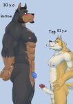 2025 abs absurd_res age_difference anthro aroused balls barazoku beard biceps blue_background blue_chastity_cage blue_eyes blush bodily_fluids brown_hair butt canid canine canis chastity_cage chastity_cage_only chastity_device chastity_device_only chief_gilbert cigarette cigarette_in_mouth deltoids dobermann domestic_dog dominant dripping duo ear_tuft embarrassed erection eyewear eyewear_only facial_hair facing_each_other genital_fluids genitals glasses glasses_only goatee hair hand_on_hip hands_behind_back hi_res humanoid_genitalia humanoid_penis jack_(chief_gilbert) looking_at_another looking_at_partner male male/male mammal manly mature_male muscular muscular_butt muscular_legs muscular_sub muscular_thighs mustache neck_tuft nipples nude object_in_mouth parade_rest pecs penis pinscher precum precum_drip pubes shiba_inu side_view sideburns simple_background size_difference small_top_big_bottom smoking smoking_cigarette spitz standing_at_attention submissive takeinu_okita_(chief_gilbert) triceps tuft wearing_chastity_cage wearing_chastity_device wearing_glasses white_hair